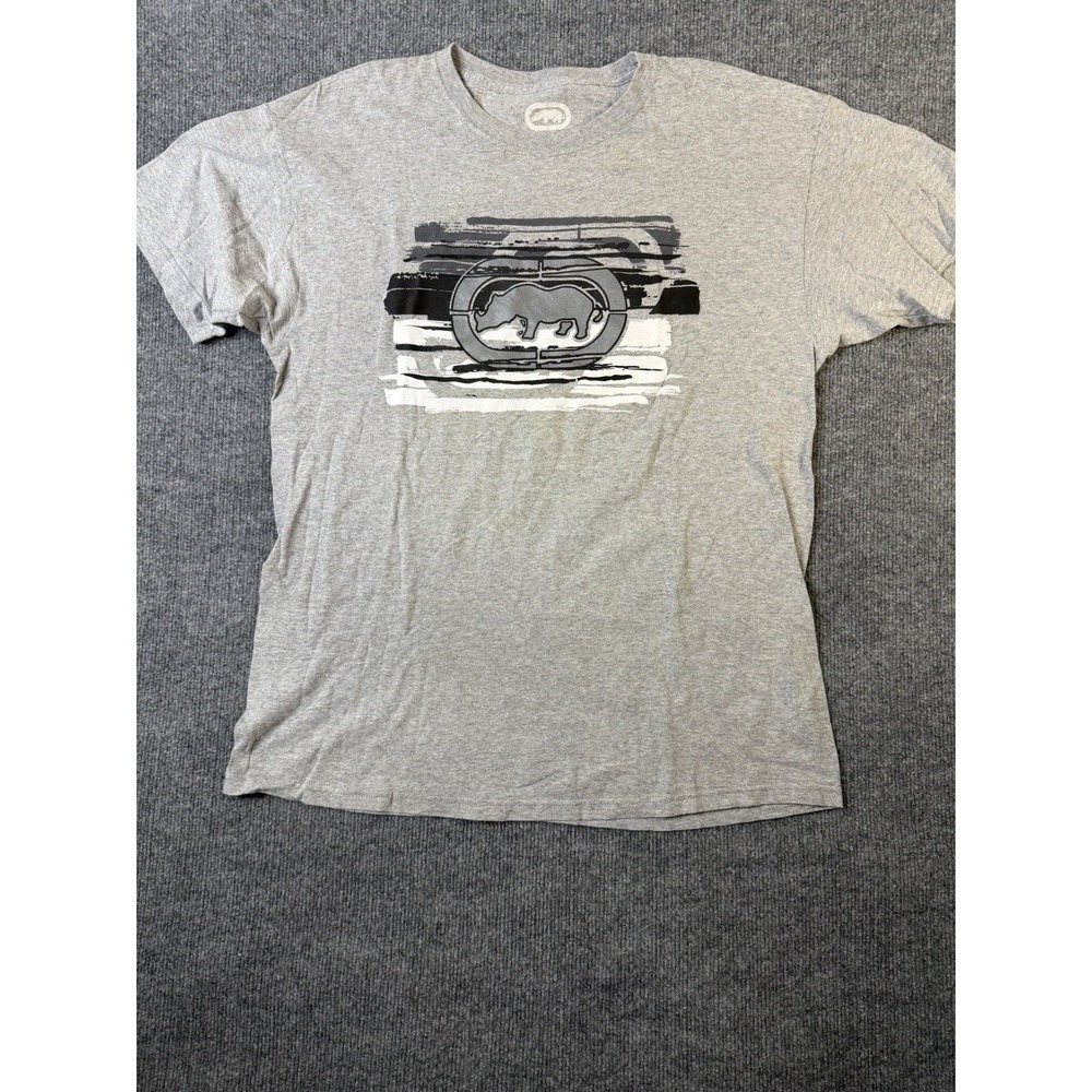 Ecko Unltd Gray Graphic T-Shirt‎ Men's Large Rhino Logo Short Sleeve Cotton Tee
